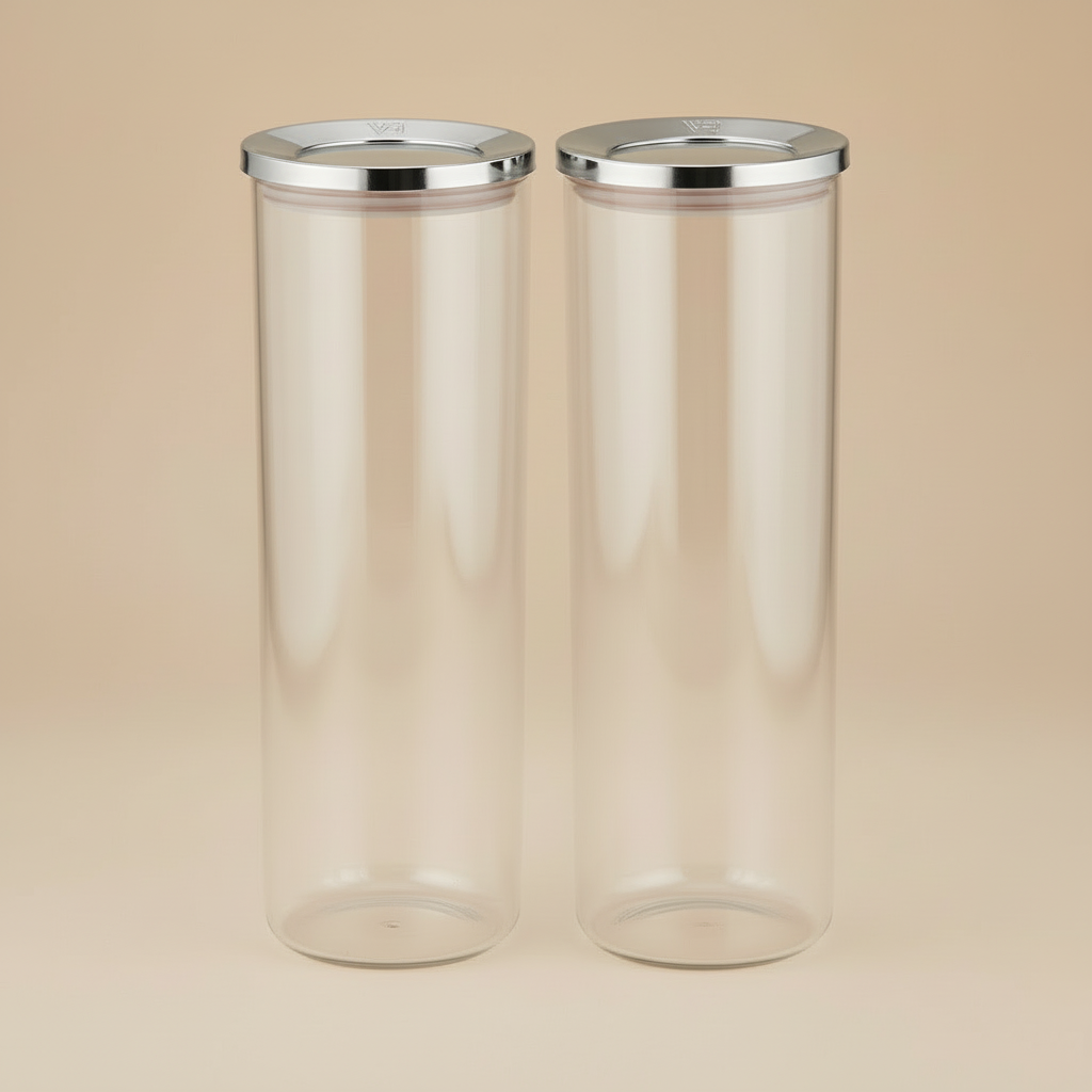 VIP Ahmet Rund Mad Opbevaringsbeholdersæt 2 stk. – 1,75 Liter - Sølv