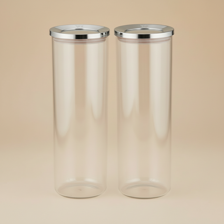 VIP Ahmet Rund Mad Opbevaringsbeholdersæt 2 stk. – 1,75 Liter - Sølv