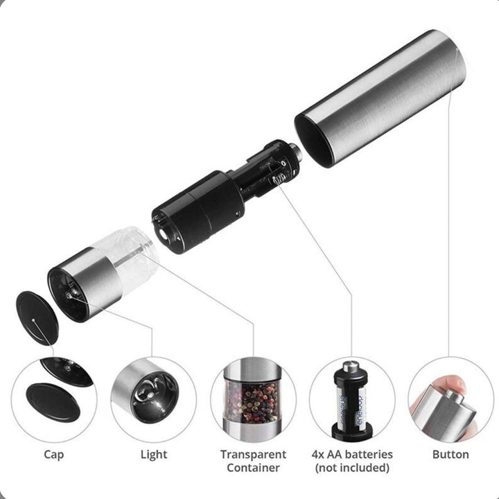 Elektrisk Salt-/Peberkværn - Michelino Troja - Sølv