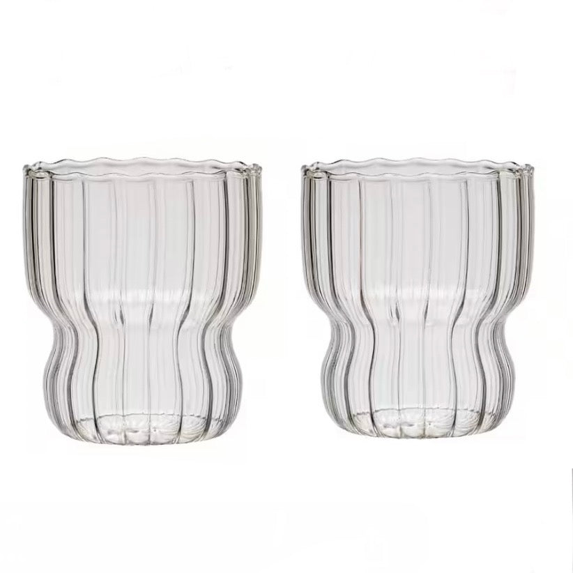 Bølget Drikkeglassæt 2 stk. 300 ml. - Almina Magnolia