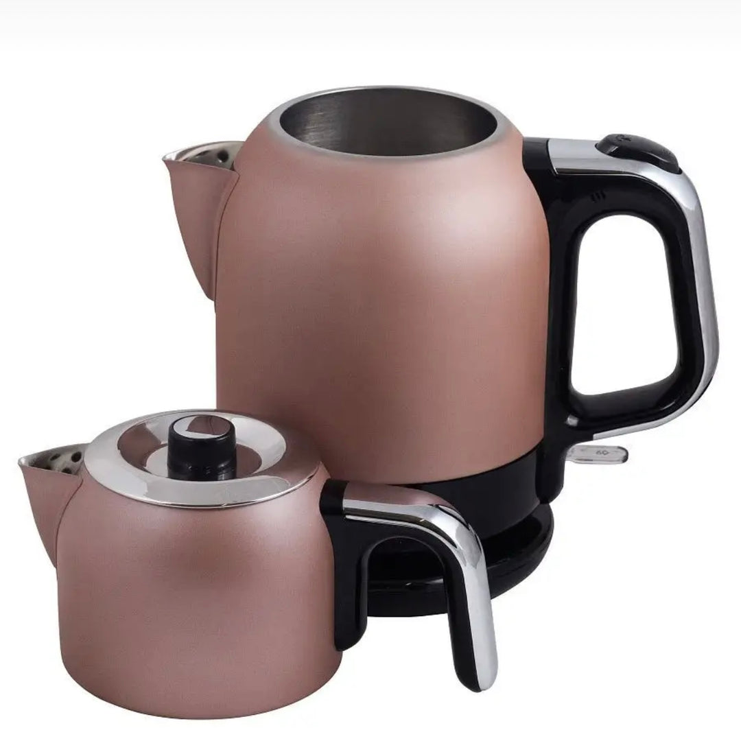 Korkmaz - Caytema Elektrisk Tekandesæt - (1,2 L + 1,7 L) | Rosa/sort | 1600W