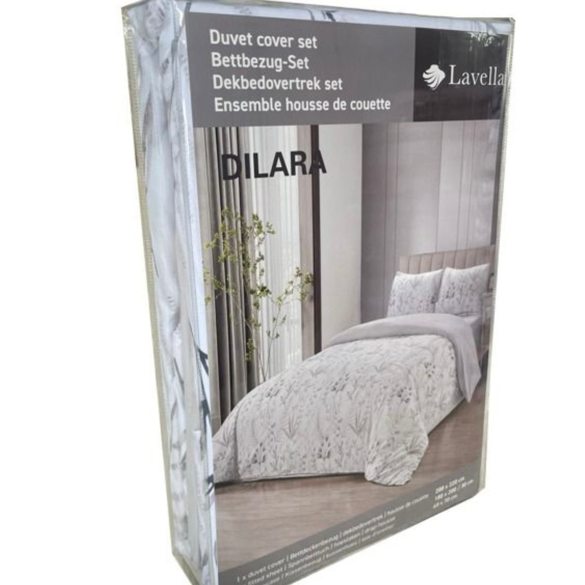 Lavella Dilara Sengetøj Sæt 4 Dele | 180x200 cm | 200x220 cm | Hvid/Grå