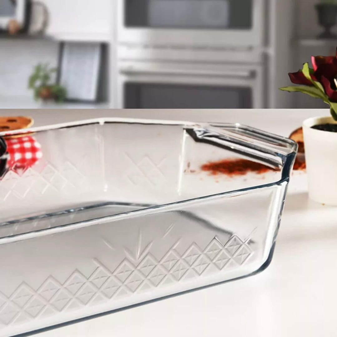 Rektangulær Mønstret Ovnfast Glasfad- Borcam