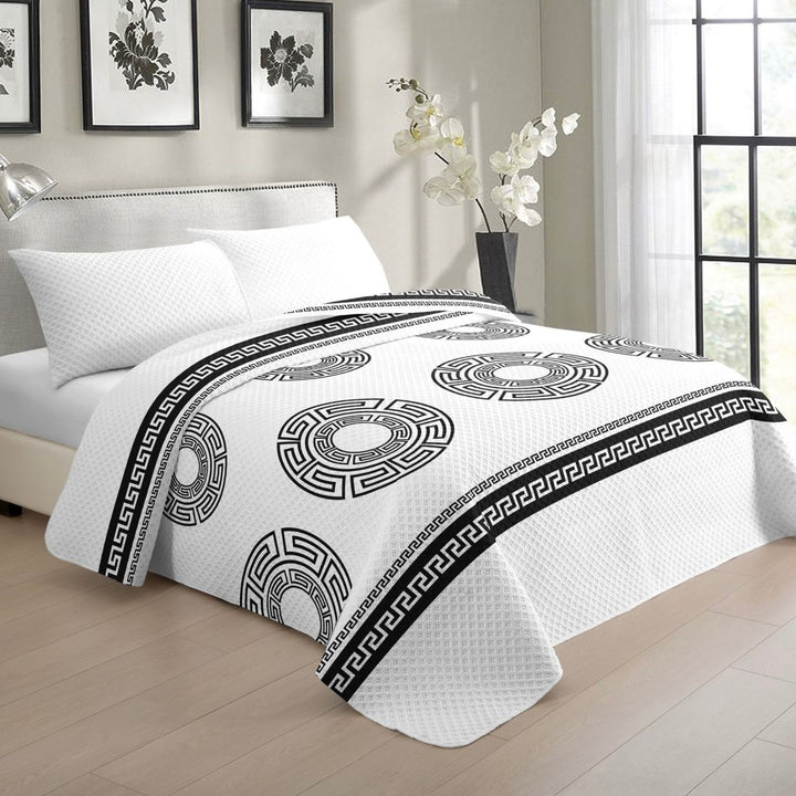 Zellerfeld Sengetæppe Sæt 3 Dele | 220x240 cm | Marineblå/Sort/Hvid