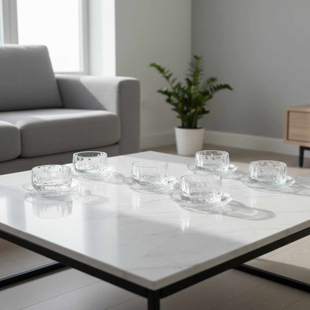 Almina Snow Buccia Dessertskål m/Underkop - Facetsleben Design - 12 Dele - 300 ml