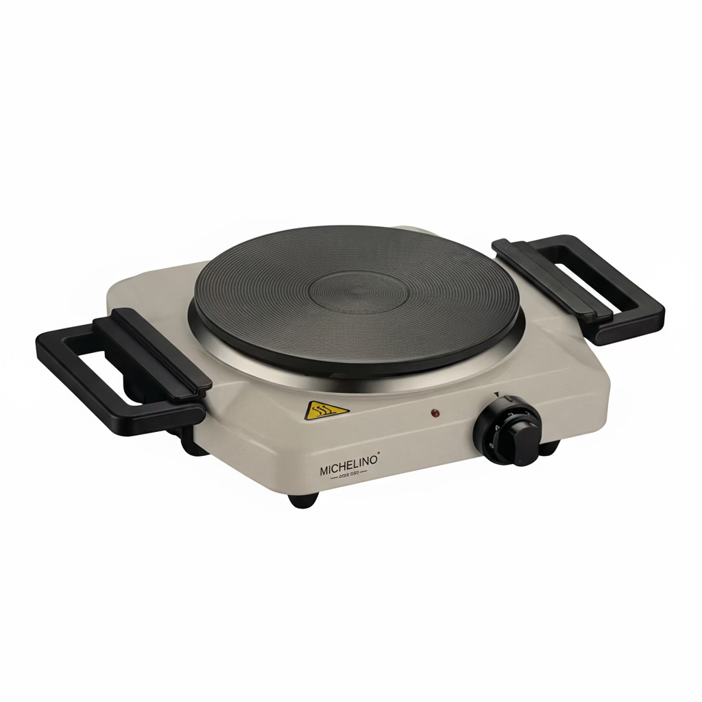 Michelino Transportabel Enkelt Kogeplade m/Foldbare Greb 1500 W | Hvid