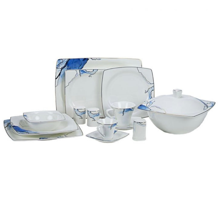 Orly Hvid/Blå Pocelænssæt 80 dele - Løven Home
