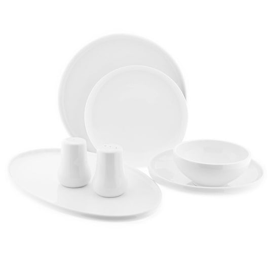 Hvid Porcelænssæt 6 Pers. 27 Dele - Almina Respiro