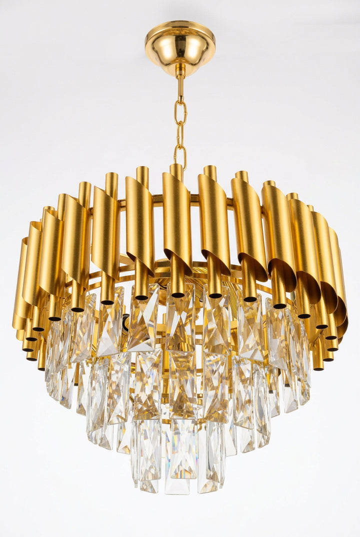 Elegant Loftlampe med Krystaller – Guld | 40 cm