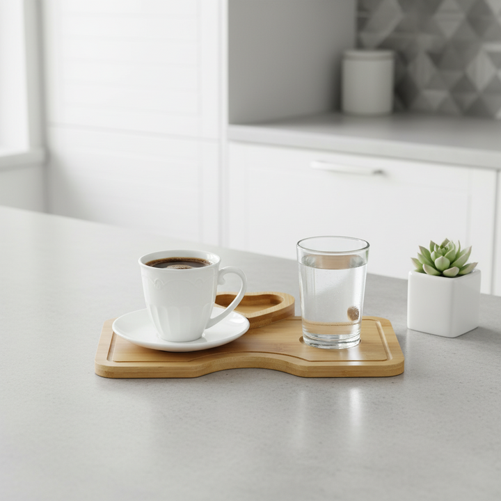 BRICARD Espresso Sæt – 1 Person | Porcelæn/Bambus | Forlovelsessæt