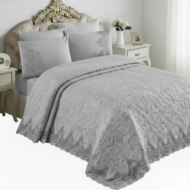 Berry Concept Sengetæppesæt (Battaniye) 235x245 cm | 3 Farver | Hvid/Beige/Grå