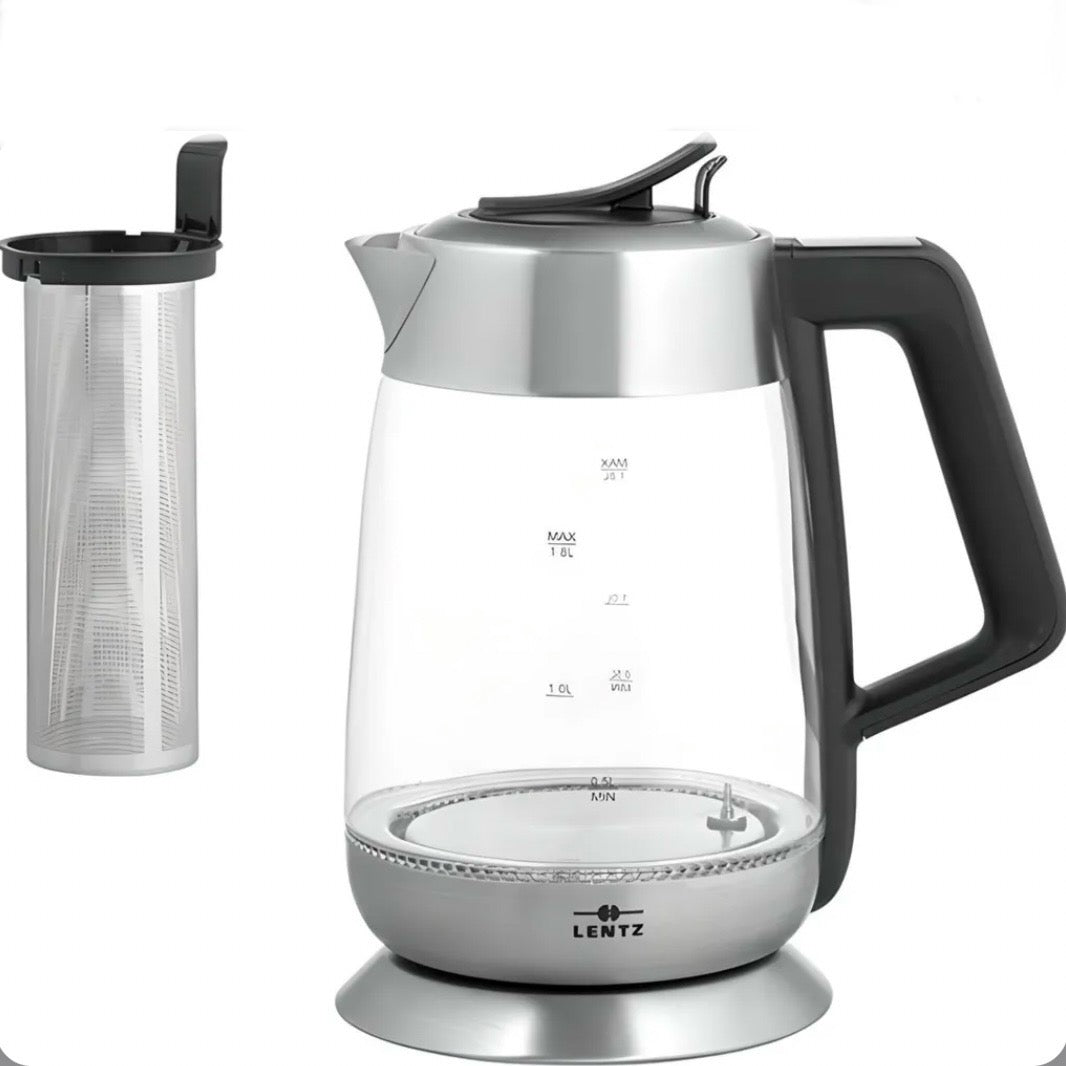 Glas Elkedel 1,8 L. m/Tesi 2200 W Sølv - Lentz
