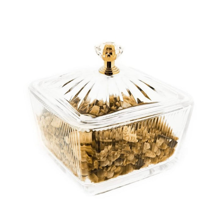 Snackskålesæt i Guldstativ 6 stk. m/låg 13 dele - Almina