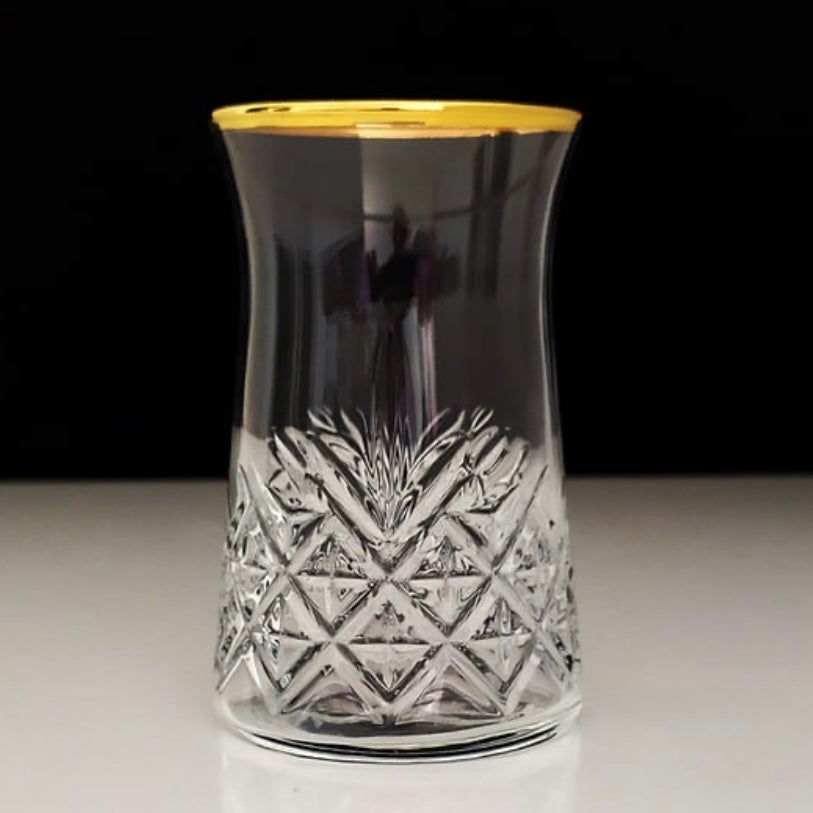 Pasabahce Golden Touch Timeless Teglassæt – 6 stk. | 160 ml – Klar med guldkant