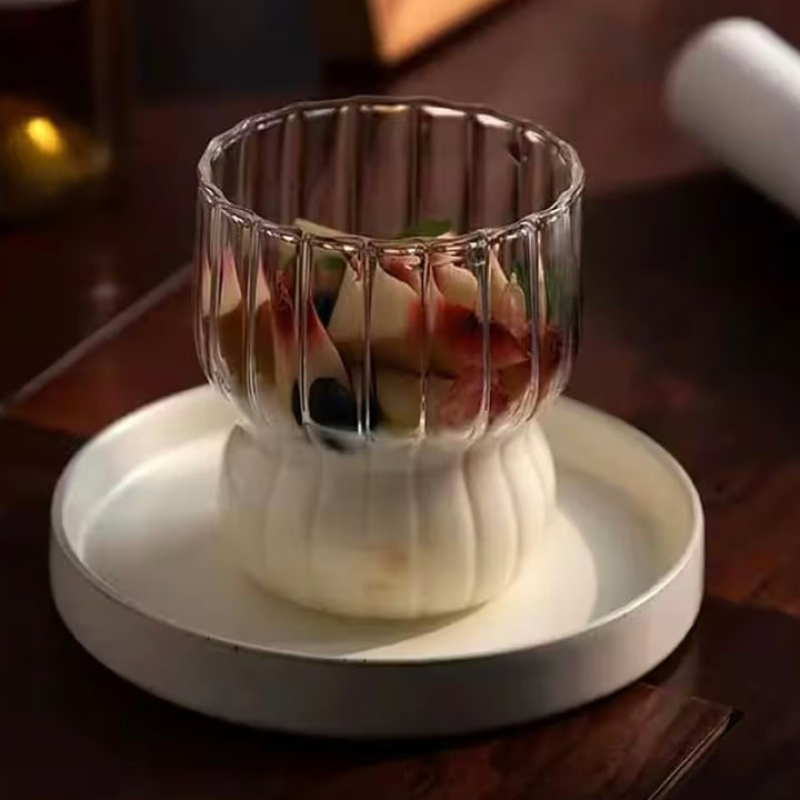 Bølget Drikkeglassæt 2 stk. 300 ml. - Almina Magnolia