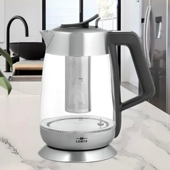 Glas Elkedel 1,8 L. m/Tesi 2200 W Sølv - Lentz