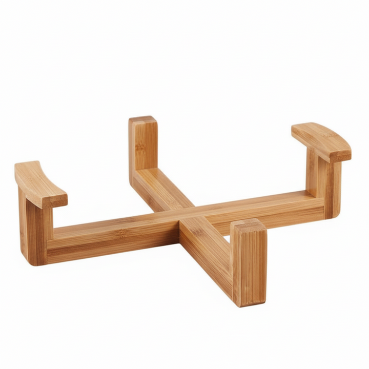 Bricard Loire Serveringsskål med Stand | Porcelæn/Bambus – 21,6 x 12,6 cm