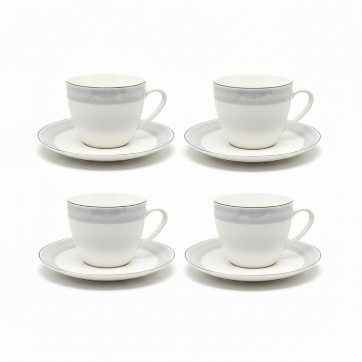 Weissberg Home Kaffekoppesæt 12 dele | Hvid/Sølv/Blå-Stribet