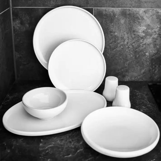 Hvid Porcelænssæt 6 Pers. 28 Dele - Almina