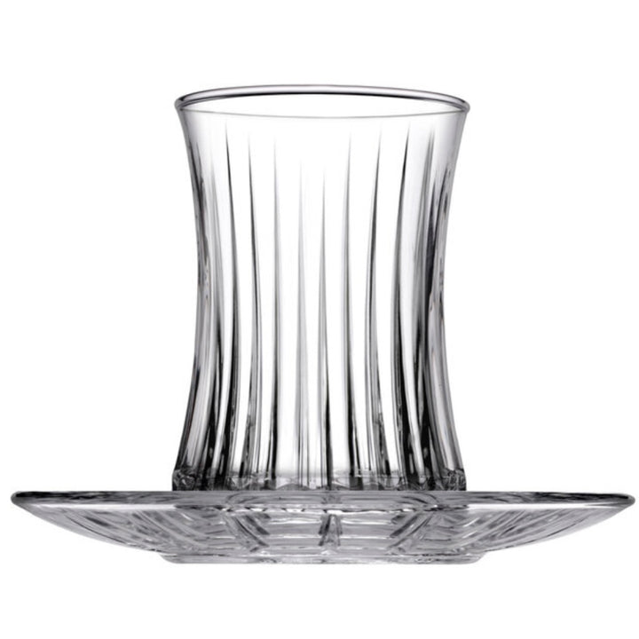 Pasabahce Elysia Tesæt – 12 dele (6 teglas + 6 underkopper)