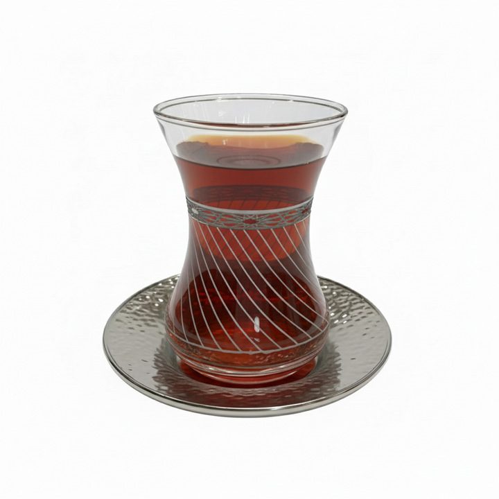 Dalgic 718/4 Tesæt i Sølv | 18 dele | Glas/Metal