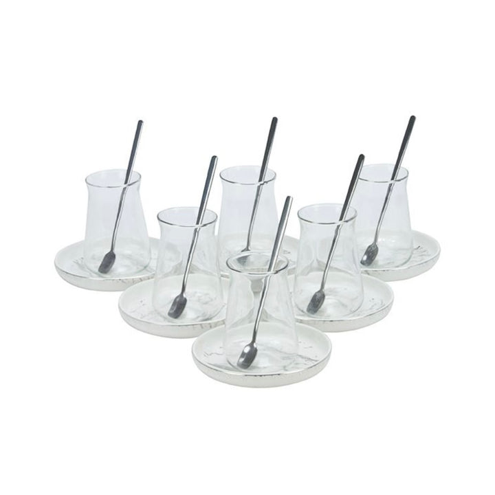 Bricard Teglassæt 18 dele - Sølv/Marmor