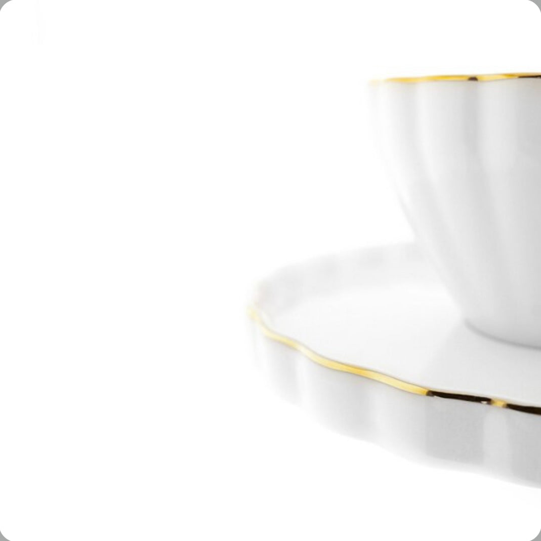 Kaffekoppesæt 12 dele 6 pers. Hvid m/Guldkant - Almina Flores