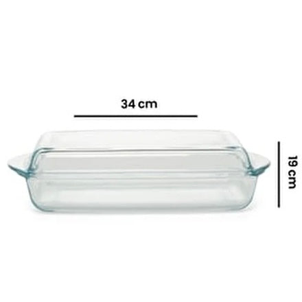 Ovnfast Rektangulær Glasfad m/Glaslåg 1,95 L. - Borcam