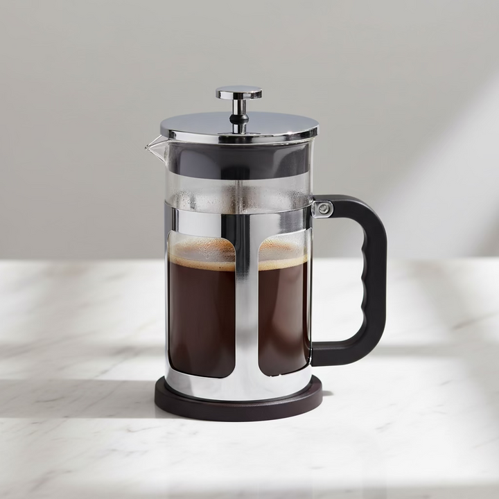 Trendy Aoyalai - Stempelkande til Kaffe/Te - 800 ml. | Rustfrit stål/glas | Krom/sort