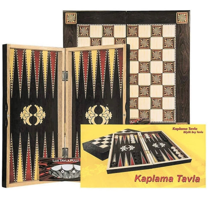 Backgammon og Dam Brætspil i Lakeret Træ 48x48 cm - Kaplama Tavla