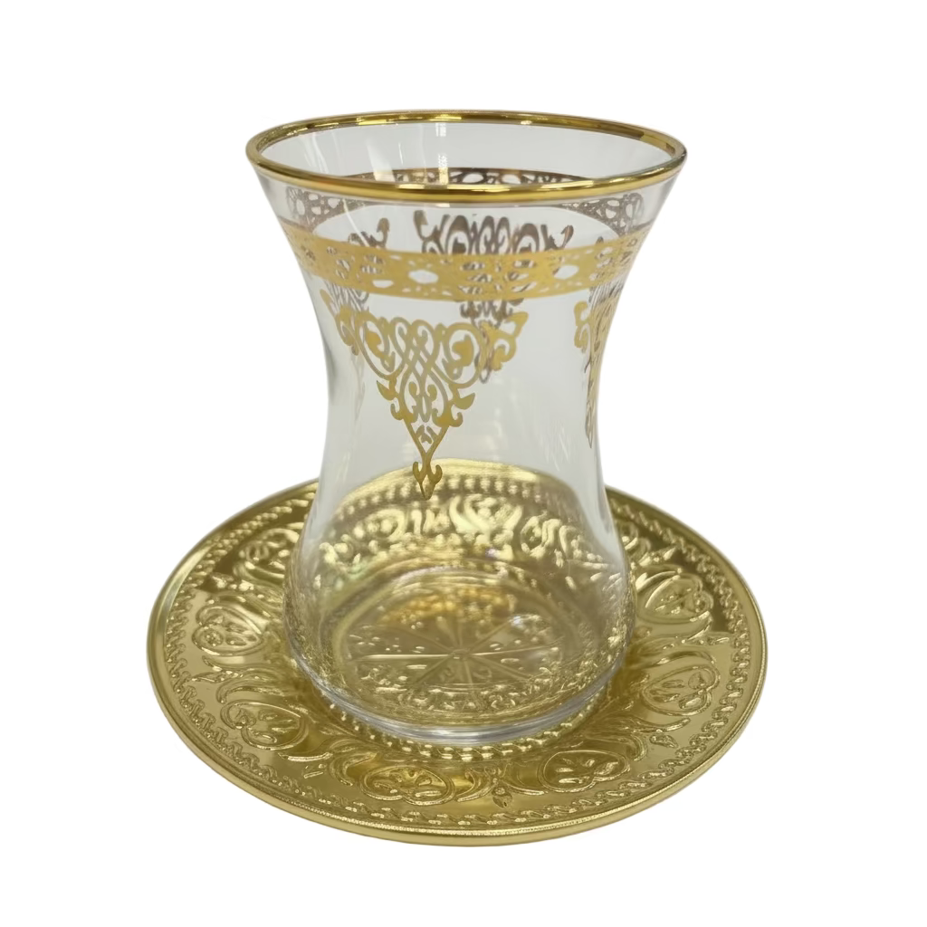 Dalgic 718/2A Tesæt i Guld | 18 dele | Glas/Metal