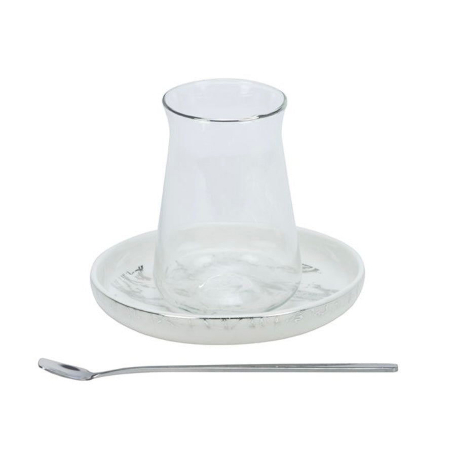 Bricard Teglassæt 18 dele - Sølv/Marmor