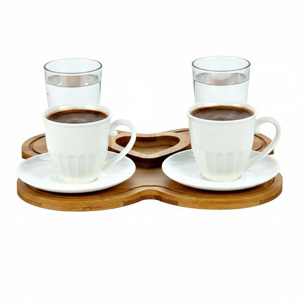 BRICARD Espresso Sæt – 2 Personer | Porcelæn/Bambus | Forlovelsessæt