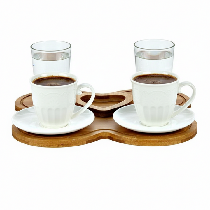 BRICARD Espresso Sæt – 2 Personer | Porcelæn/Bambus | Forlovelsessæt