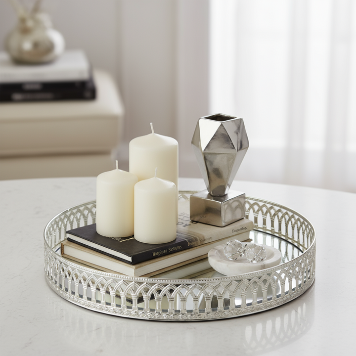 Schäfer Nisa Dekorativ Spejlbakke/Glasfad | Sølv | 30 cm