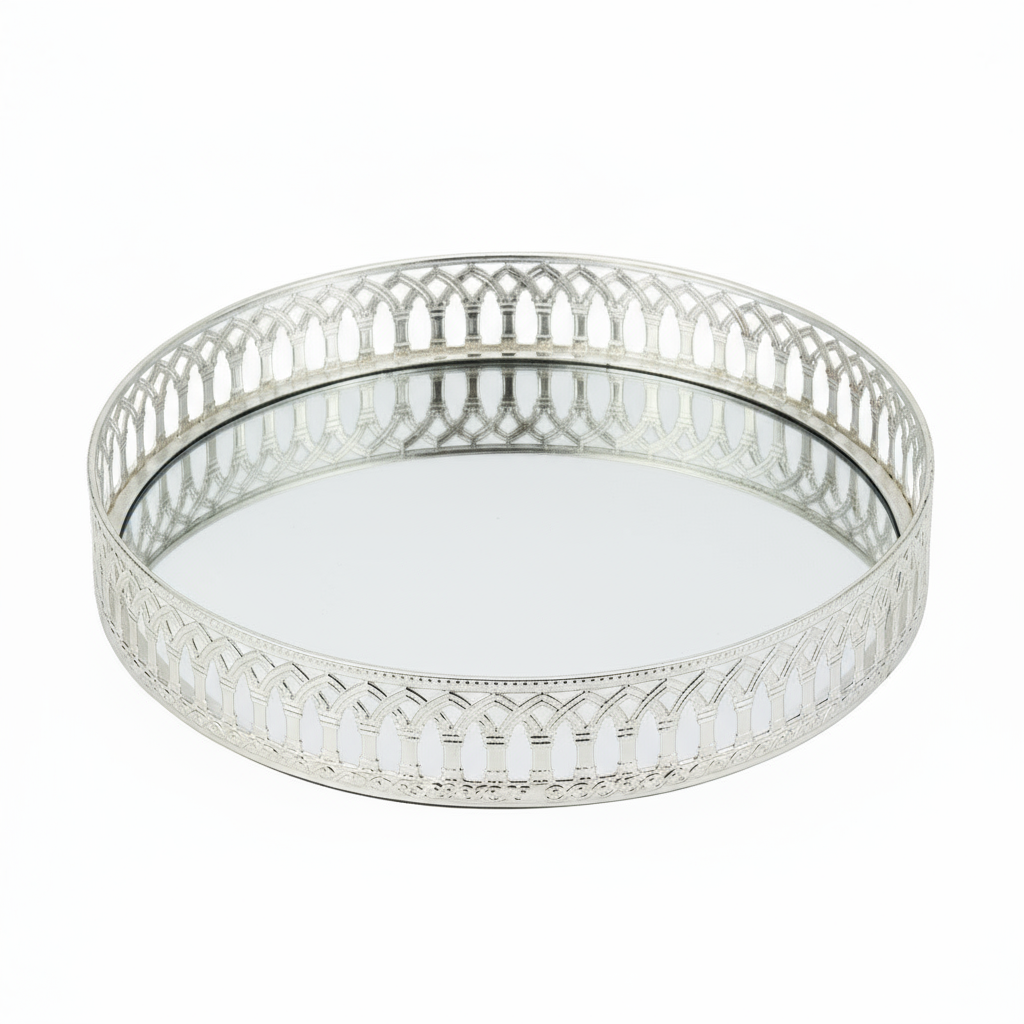 Schäfer Nisa Dekorativ Spejlbakke/Glasfad | Sølv | 30 cm