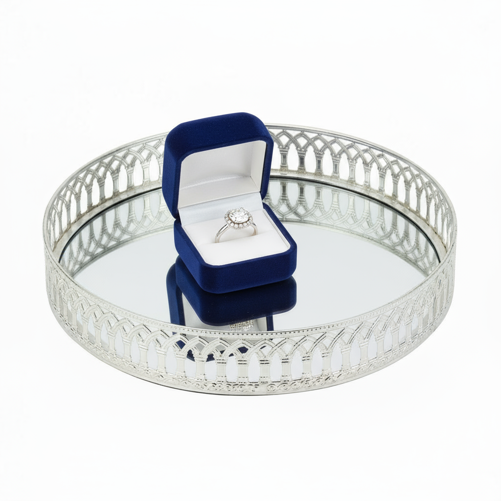 Schäfer Nisa Dekorativ Spejlbakke/Glasfad | Sølv | 30 cm