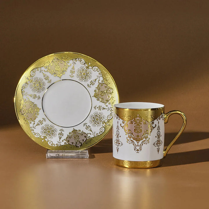 Karaca Azize Espressosæt 12 Dele til 6 personer (80 ml) - Hvid/Guld