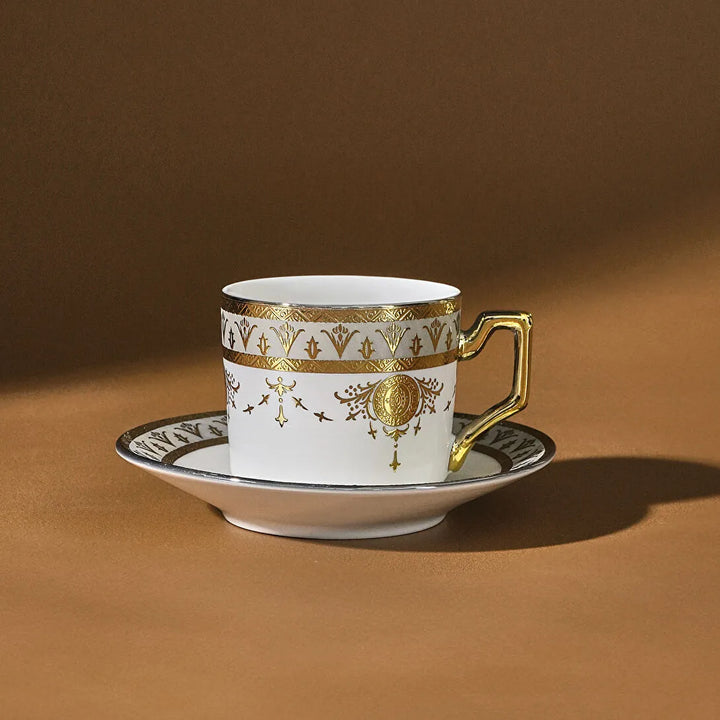 Karaca Tugra Espressosæt 12 Dele til 6 Pers. (100 ml) - Hvid/Guld