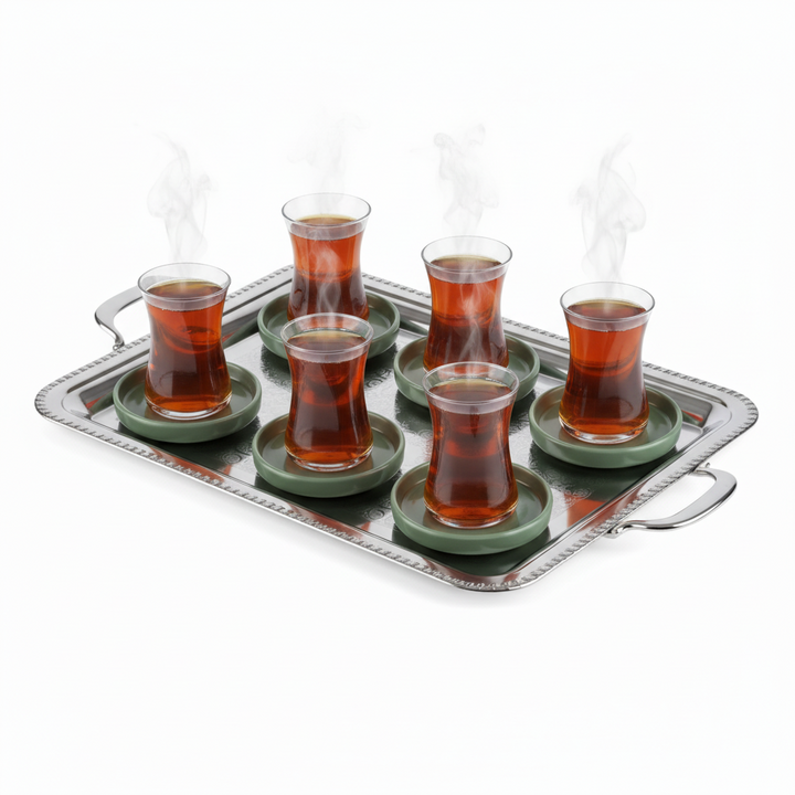 Karaca Prato Teglassæt m/Underkopper til 6 Personer 12 Dele - 170 ml - Grøn