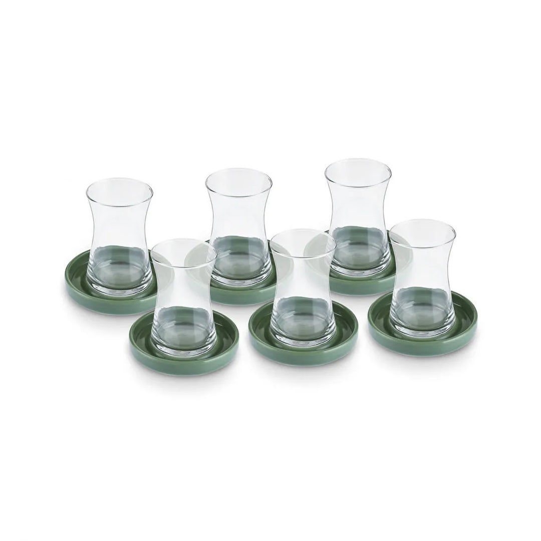 Karaca Prato Teglassæt m/Underkopper til 6 Personer 12 Dele - 170 ml - Grøn