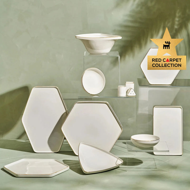 Karaca Red Carpet Collection Stream Bone Geo 59 Dele Spisestel til 12 Personer – Guld