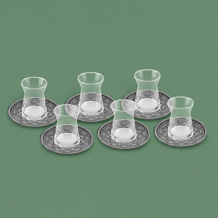 Karaca Lenny Teglassæt m/Underkopper til 6 Personer 12 Dele - 170 ml