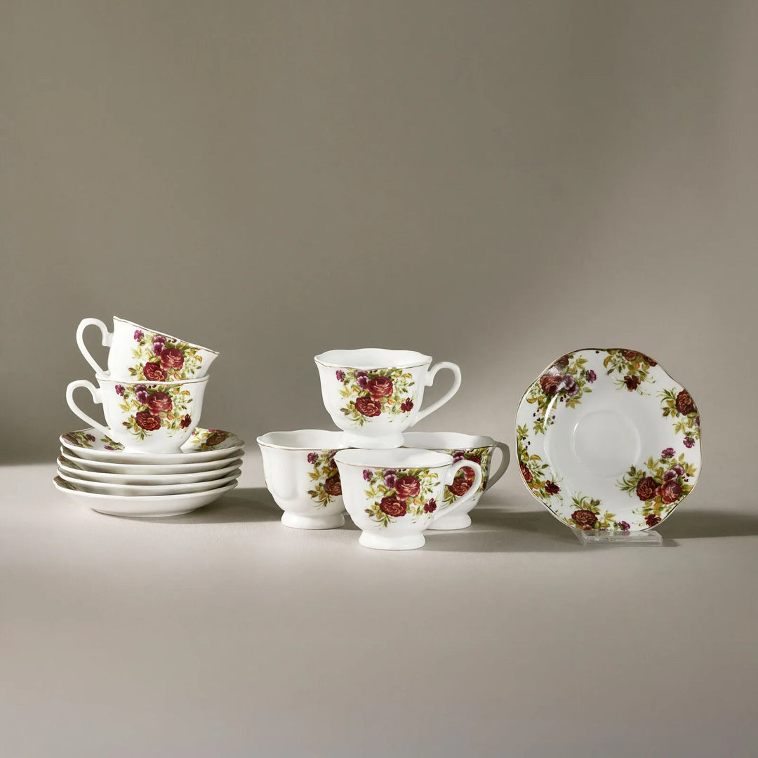 Karaca Asuman Espressosæt 12 Dele til 6 personer (80 ml) - Blomstret