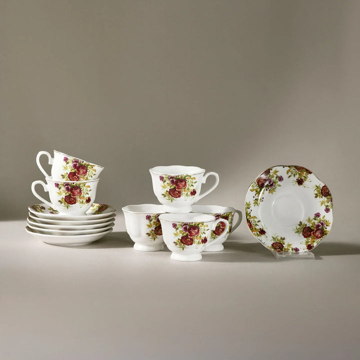 Karaca Asuman Espressosæt 12 Dele til 6 personer (80 ml) - Blomstret