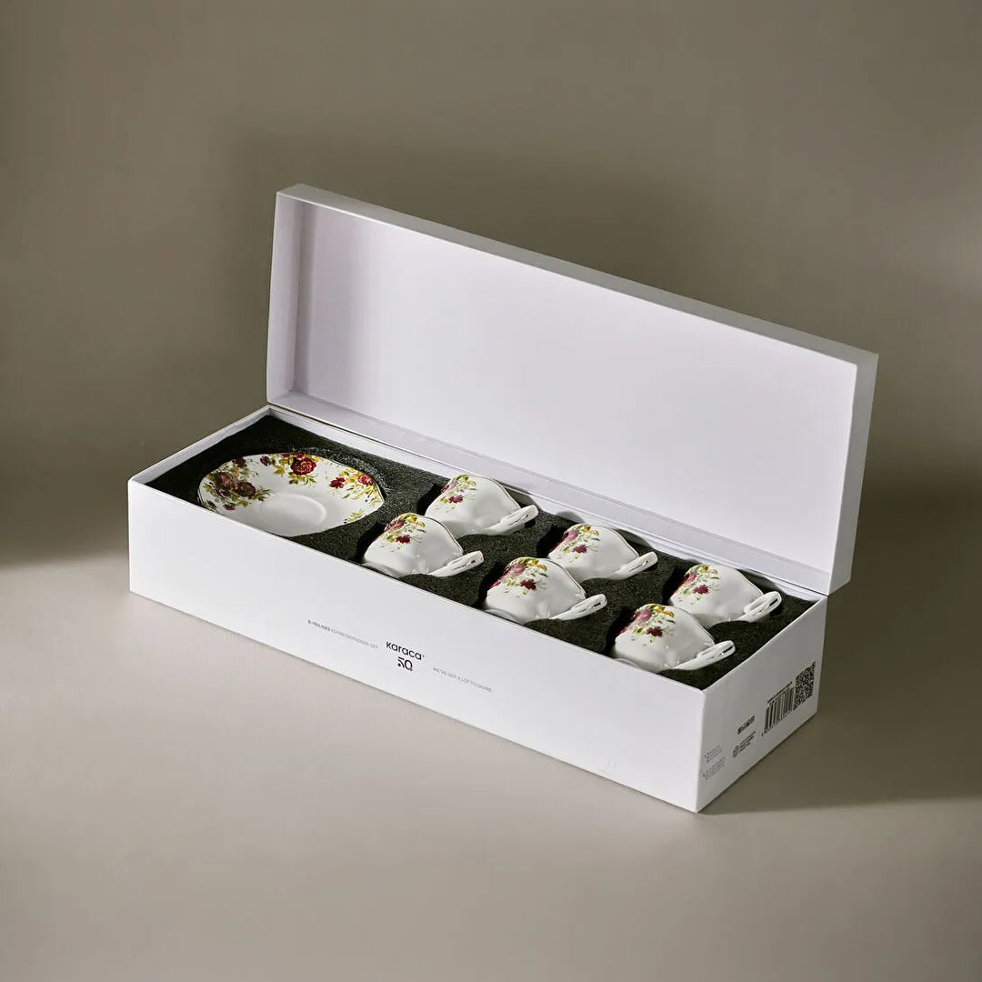 Karaca Asuman Espressosæt 12 Dele til 6 personer (80 ml) - Blomstret