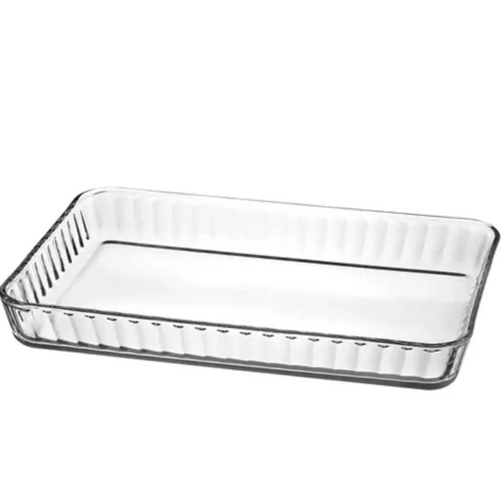 Rektangulær Glasfad Bølget Kant 40x27x5 cm fra Borcam