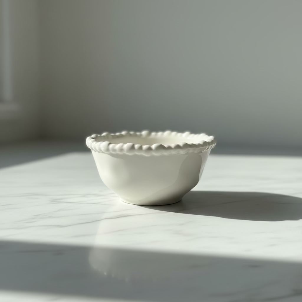 Almina Pearly lille porcelæn skålesæt 6 stk. (8 cm) - Råhvid