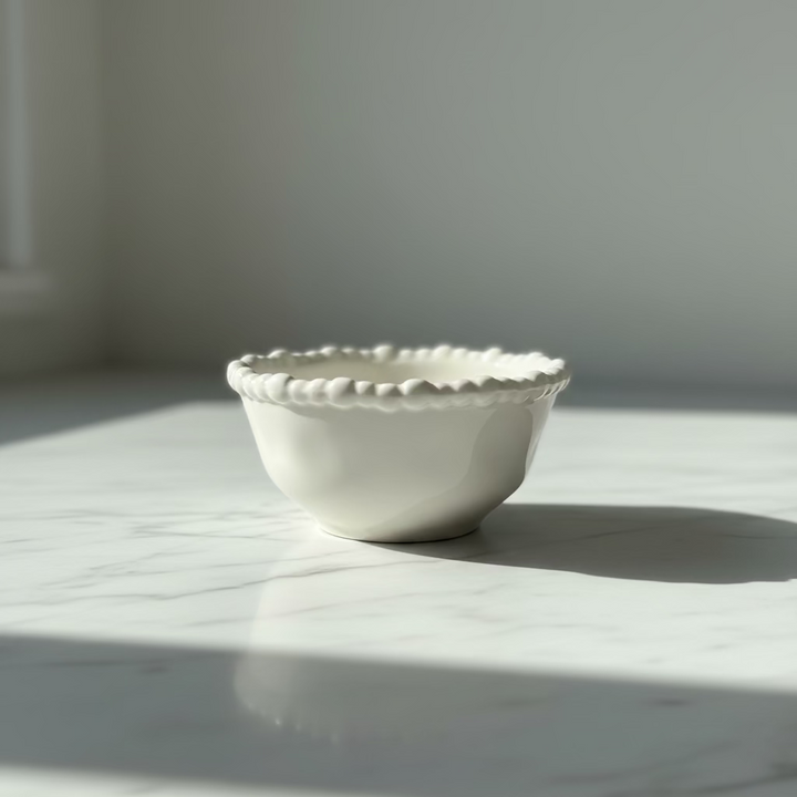 Almina Pearly lille porcelæn skålesæt 6 stk. (8 cm) - Råhvid