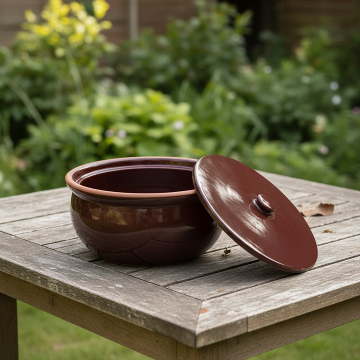 Almina - Keramisk gryde m/låg (güvec tencere) - 6 liter | Ø30 cm | Keramik | Brun
